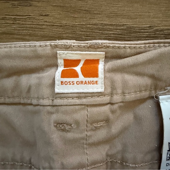Boss Orange Slim Fit Khaki Pants Women's 4 Beige Zipper Pocket Moto Style - Picture 2 of 9